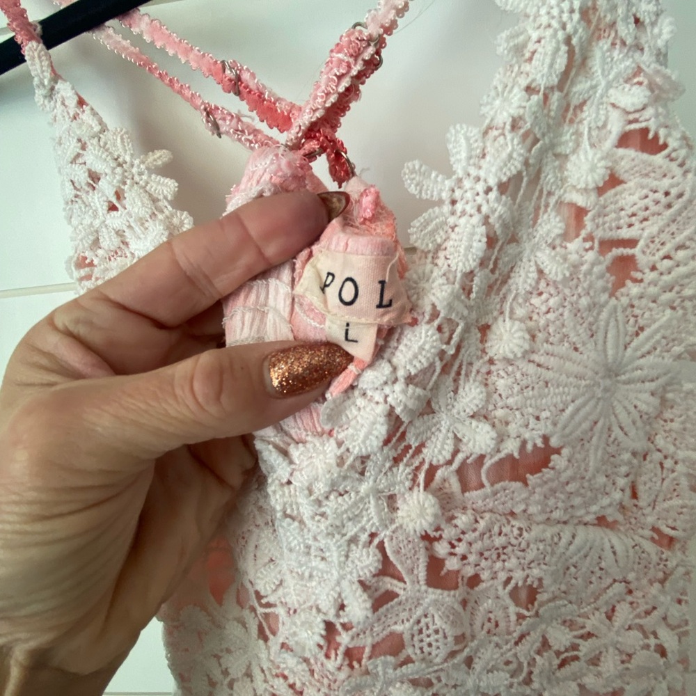 Lace-Trim Pink Tie-Dye Cami Top - Picture 5 of 6
